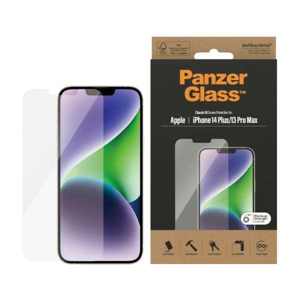 PanzerGlass Classic Fit antibakteriālais stikls iPhone 14 Plus / 13 Pro Max