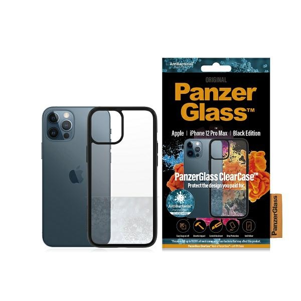 PanzerGlass ClearCase antibakteriālais viedtālruņa apvalks iPhone 12 Pro Max – caurspīdīgs un melns
