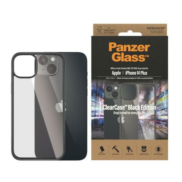 PanzerGlass ClearCase antibakteriālais viedtālruņa apvalks iPhone 14 Plus / 15 Plus - caurspīdīgs un melns