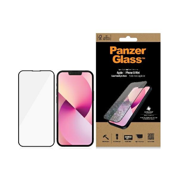 PanzerGlass E2E Microfracture antibakteriālais stikls iPhone 13 mini - ar melnu rāmi