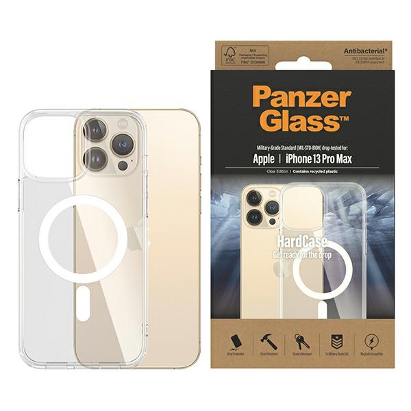 PanzerGlass HardCase ar MagSafe antibakteriālais militārā līmeņa sertificēts apvalks iPhone 13 Pro Max - caurspīdīgs