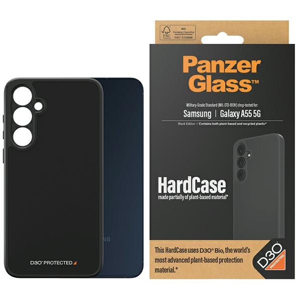 PanzerGlass HardCase ar D3O® Bio un militārās klases sertifikāciju Samsung Galaxy A55 5G - caurspīdīgs un melns