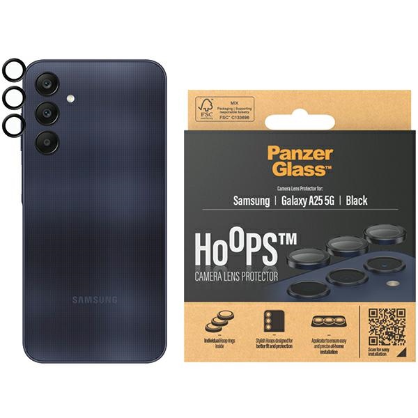 PanzerGlass Hoops kameras aizsardzība Samsung Galaxy A25 5G - ar melnu rāmi