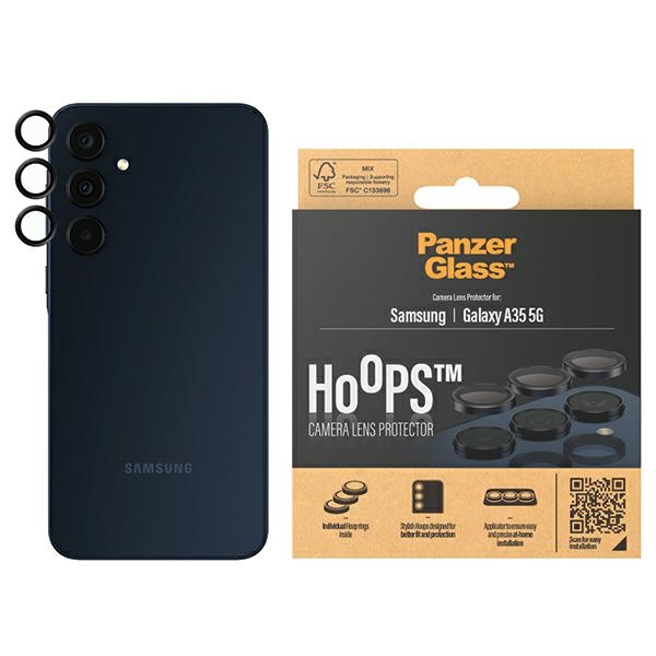 PanzerGlass Hoops kameras aizsardzība Samsung Galaxy A35 5G - ar melnu rāmi