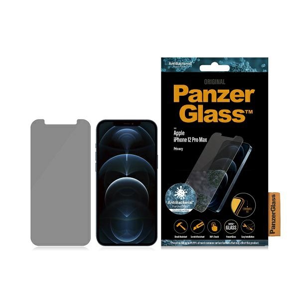 PanzerGlass Standarta Super+ antibakteriālais privātuma temperētais stikls iPhone 12 Pro Max