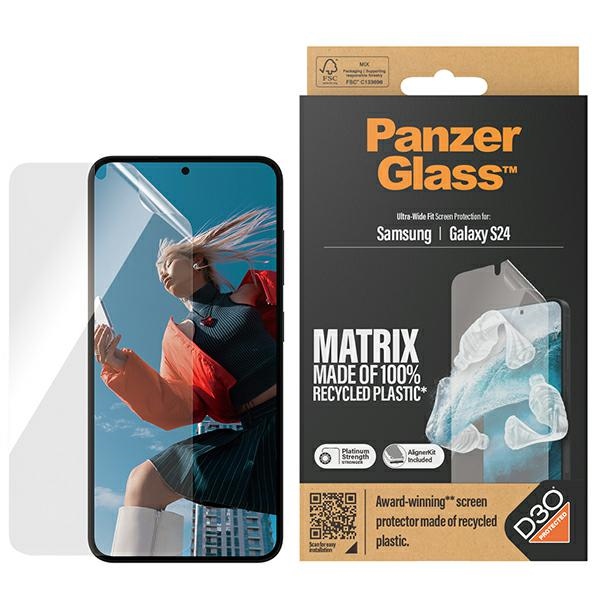 PanzerGlass īpaši plats aizsargstikls ar D3O® ar aplikatoru Samsung Galaxy S24