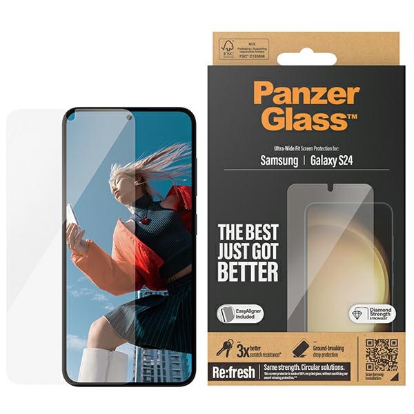 PanzerGlass īpaši plats aizsargstikls ar aplikatoru Samsung Galaxy S24
