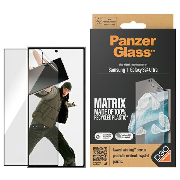 PanzerGlass īpaši plats aizsargstikls ar D3O® ar aplikatoru Samsung Galaxy S24 Ultra