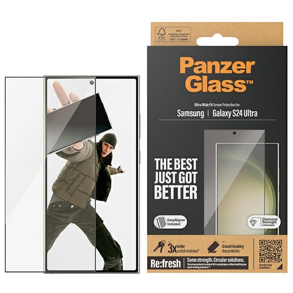 PanzerGlass Ultra-Wide Fit rūdītais stikls ar aplikatoru Samsung Galaxy S24 Ultra
