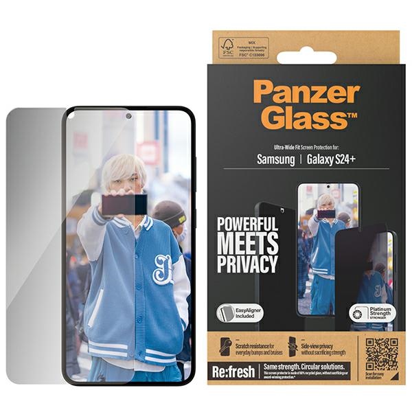 PanzerGlass īpaši plats privātuma aizsargstikls ar pozicionētāju Samsung Galaxy S24+