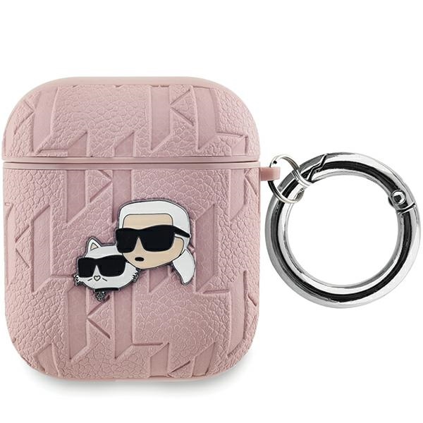 Karl Lagerfeld Monogram Karl & Choupette AirPods 1/2 apvalks - rozā