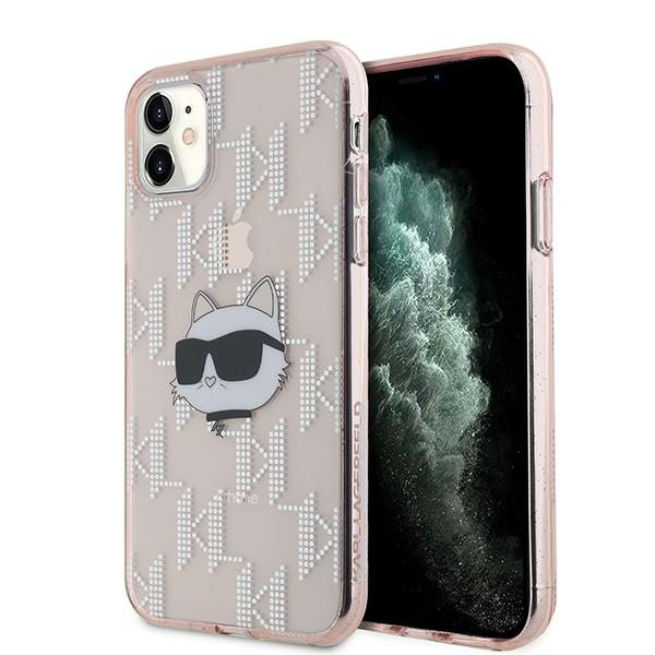 Karl Lagerfeld IML Choupette galvas un monogrammas apvalks iPhone 11 / Xr - rozā