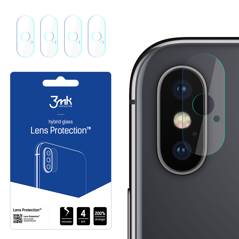 3mk Lens Protection™ hibrīda kameras stikls iPhone X