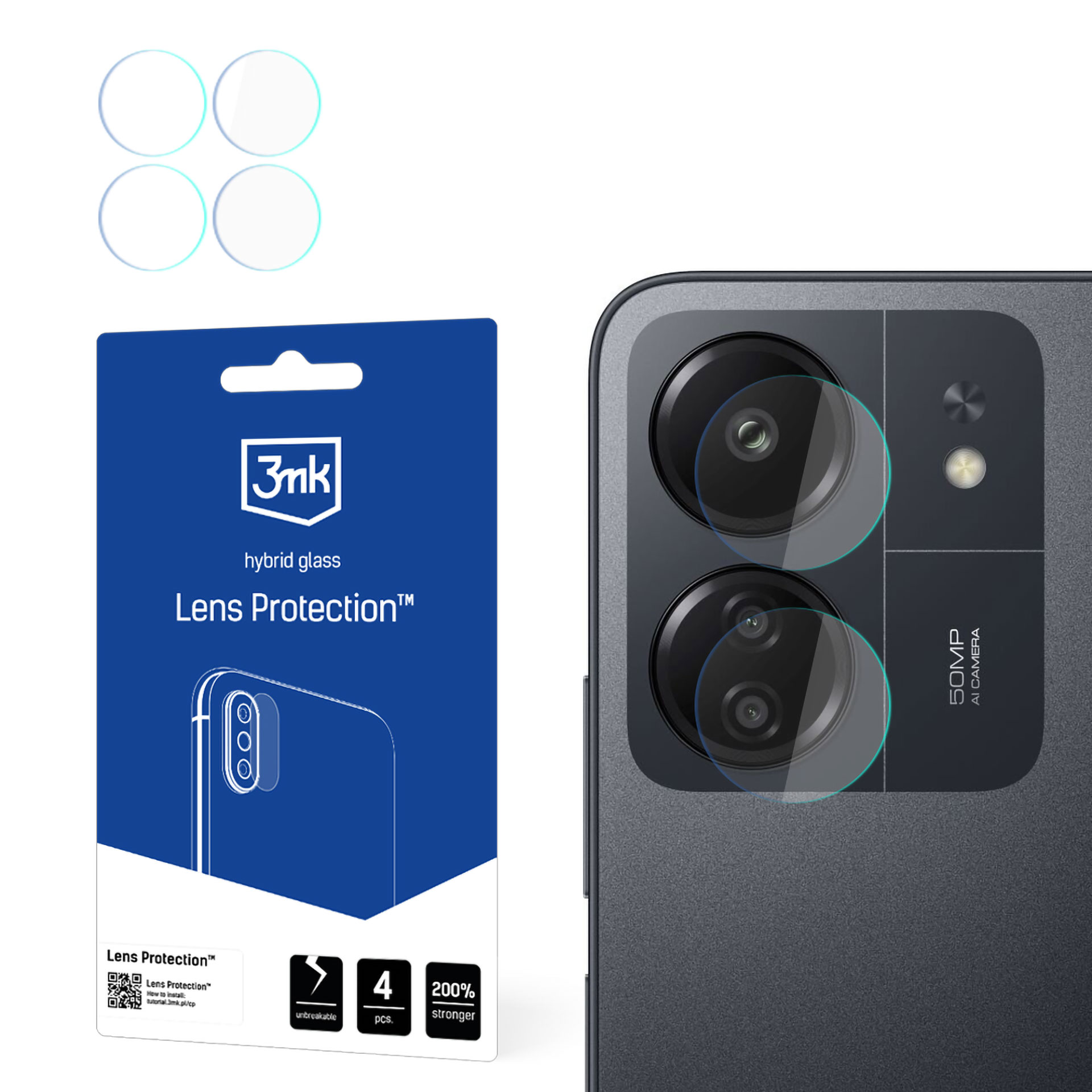 3mk Lens Protection™ hibrīdais kameras stikls Xiaomi Redmi 13C / Poco C65