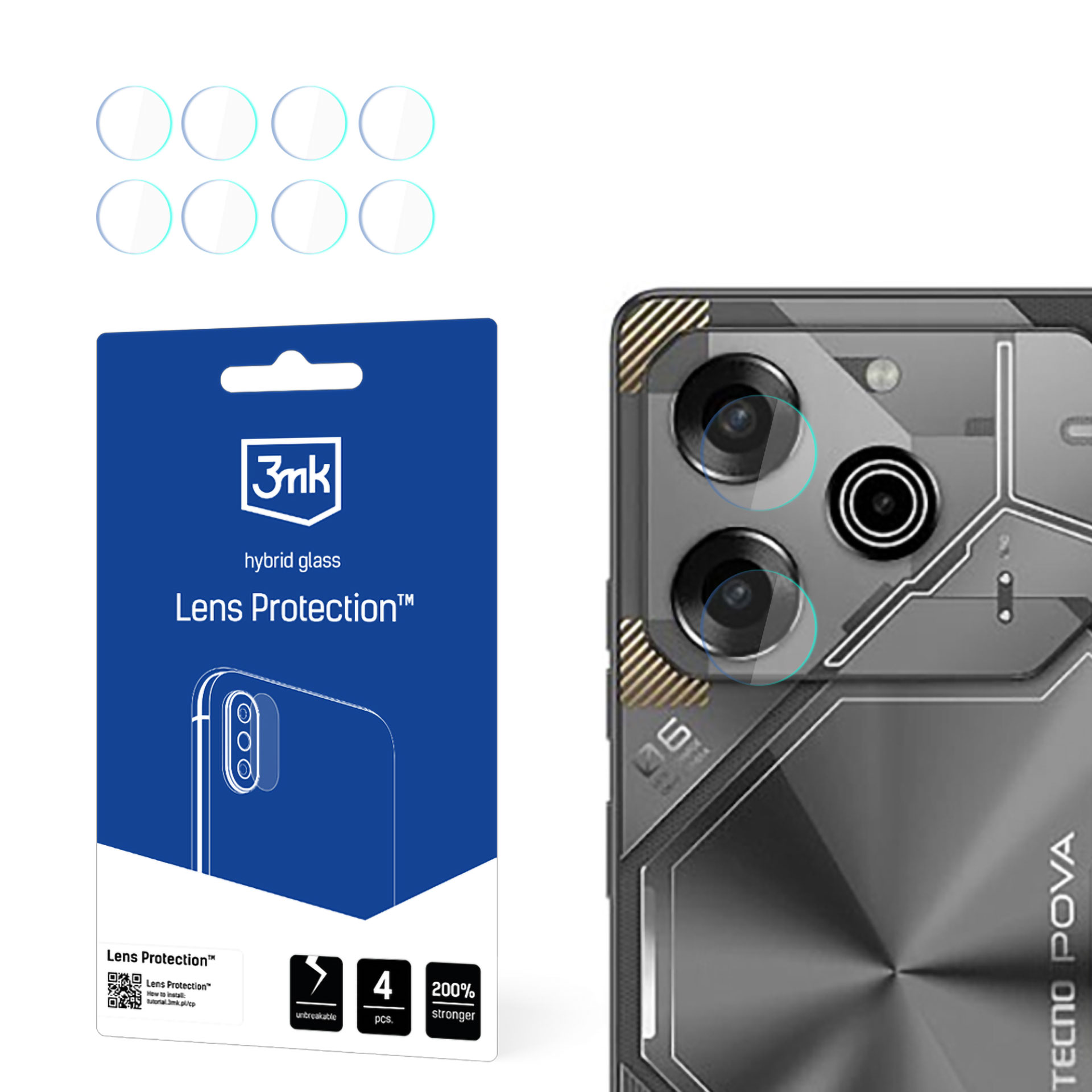 3mk Lens Protection™ hibrīda kameras stikls Tecno Pova 6 Neo
