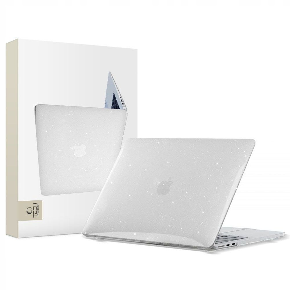 Tech-Protect SmartShell viedtālruņa apvalks MacBook Air 13" M2 / M3 / 2022-2024 - Caurspīdīgs-mirdzošs