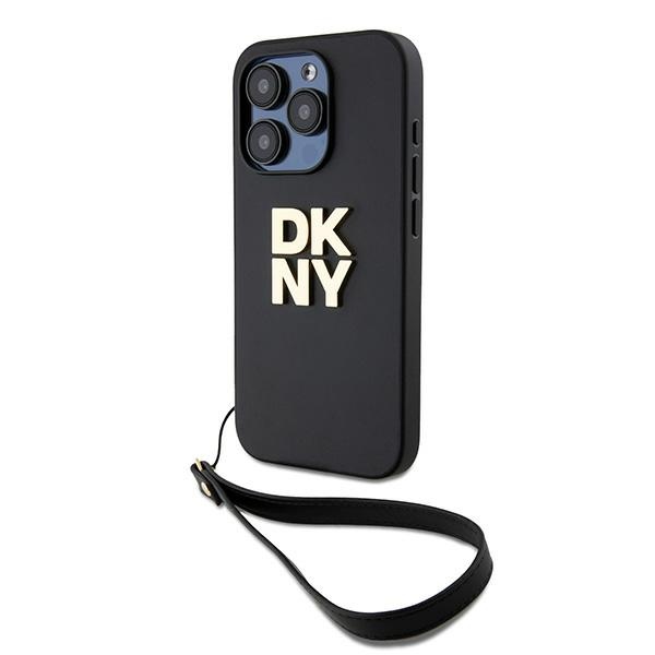 DKNY Viedtālruņa apvalks ar siksniņu un logotipu iPhone 15 Pro - melns