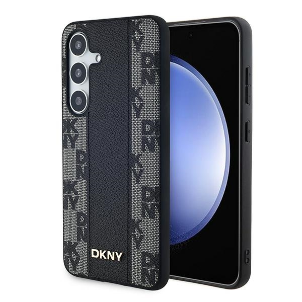 DKNY Ādas rūtainais magnētiskais apvalks Samsung Galaxy S24 - melns