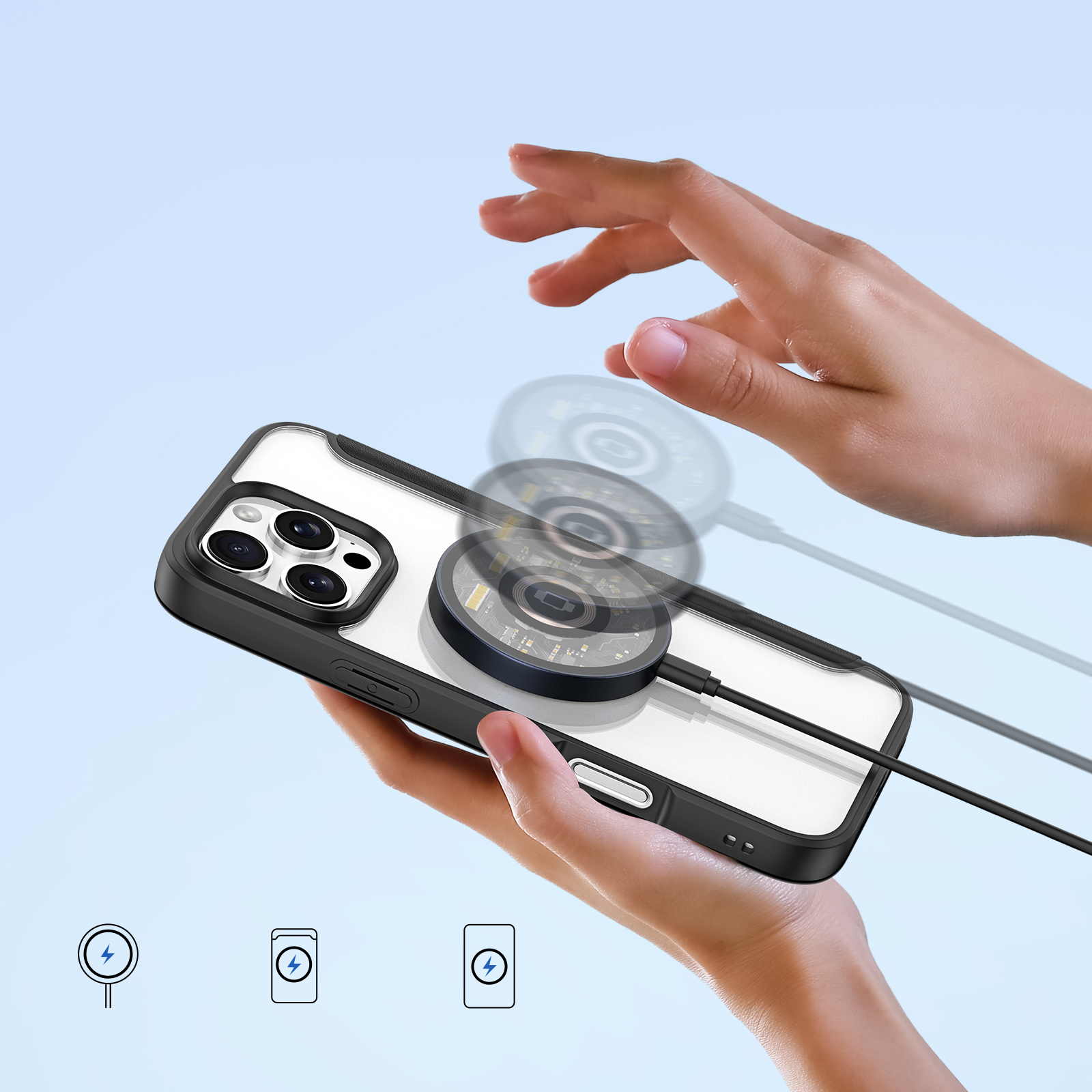 Dux Ducis Skin X Pro iPhone 16 Pro viedtālruņa apvalks ar MagSafe un atveramu vāciņu - melns