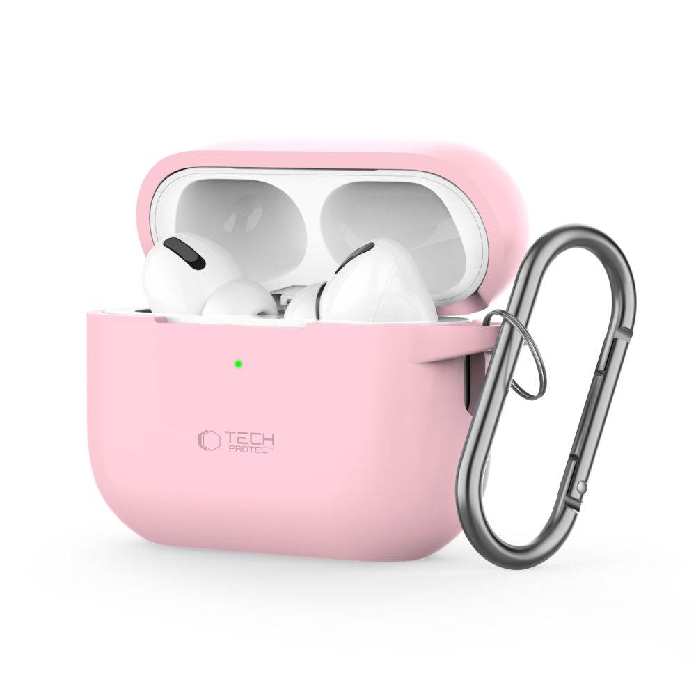 Tech-Protect silikona apvalks ar āķi Apple AirPods Pro 1 / 2 - rozā
