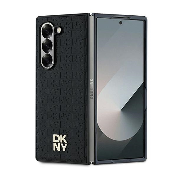 DKNY Viedtālruņa apvalks Samsung Galaxy Z Fold6 ar atkārtojošu Stack Logo dizainu – melns