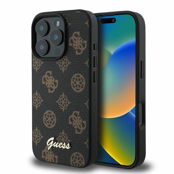 Guess Peony Script magnētiskais viedtālruņa apvalks iPhone 16 Pro - melns