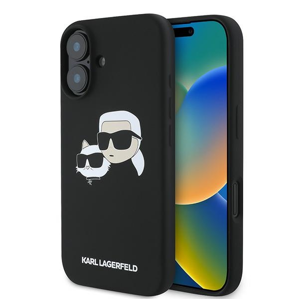 Karl Lagerfeld silikona viedtālruņa apvalks Nauble Heads Print Magnētiskais iPhone 16 Plus - melns