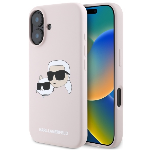 Karl Lagerfeld silikona viedtālruņa apvalks Nauble Heads Print Magnētiskais iPhone 16 - rozā