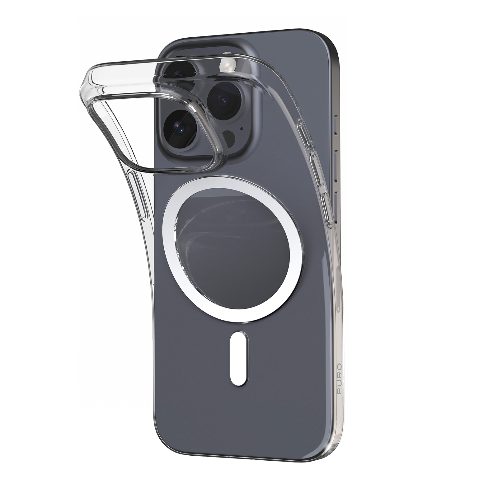 Puro 03 Mag Magnētiskais silikona viedtālruņa apvalks iPhone 16 Pro - caurspīdīgs