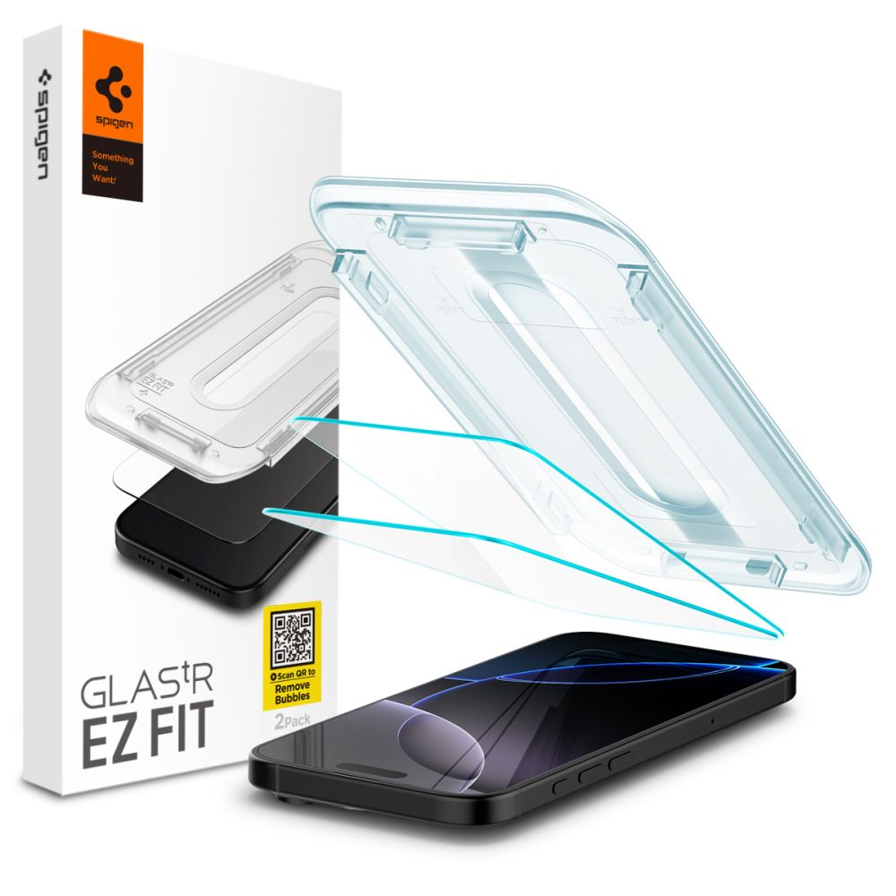 Spigen Glas.tR EZ Fit rūdīto aizsargstiklu komplekts iPhone 16 Pro Max / 17 Pro Max – 2 gab.