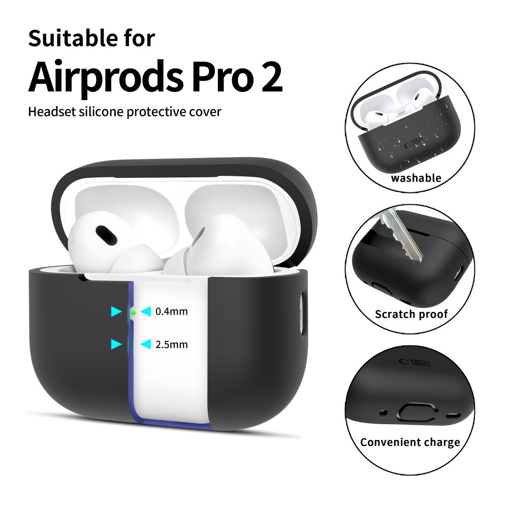 Tech-Protect silikona apvalks Apple AirPods Pro 1 / 2 - melns