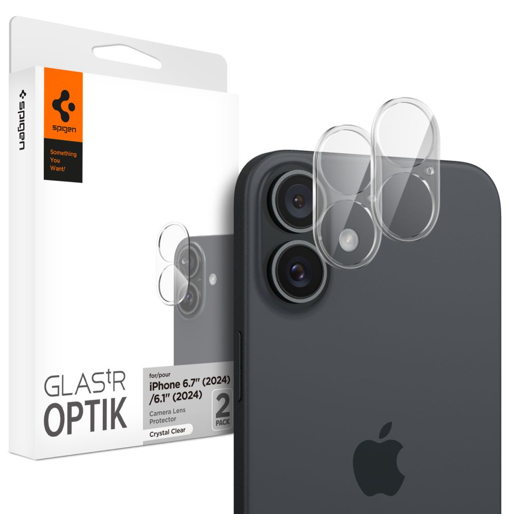 Spigen Optik Glas.tR rūdītais stikls iPhone 16 / 16 Plus kamerai - caurspīdīgs (2 gab.)