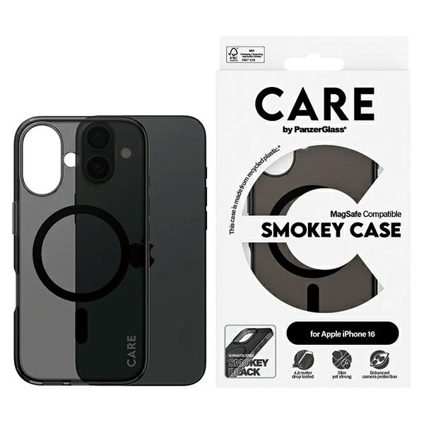 CARE by PanzerGlass Flagmanis viedtālruņa apvalks iPhone 16 6.1" dūmu/dūmu Magnētiskais 1349