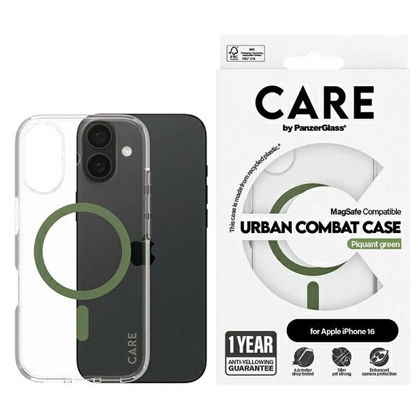 CARE by PanzerGlass Flagmanis viedtālruņa apvalks iPhone 16 6.1" zaļš/zaļš Magnētiskais 1369