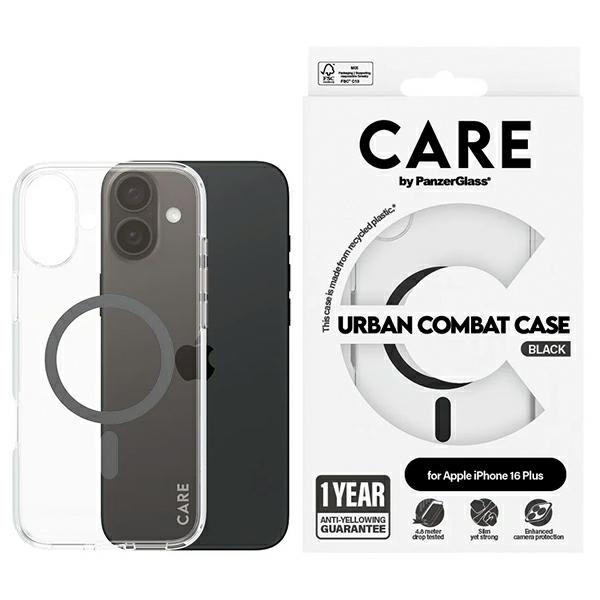 CARE by PanzerGlass Flagmanis viedtālruņa apvalks iPhone 16 Plus 6.7" melns/melns Magnētiskais 1347