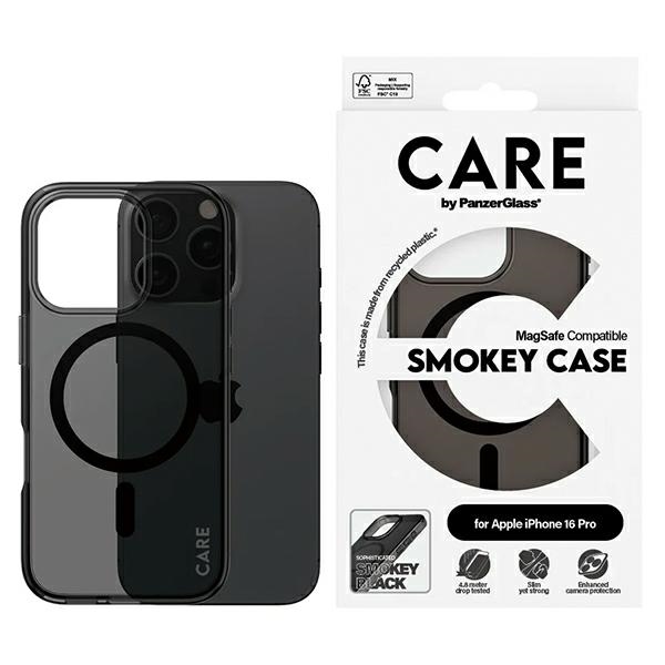 CARE by PanzerGlass Flagmanis viedtālruņa apvalks iPhone 16 Pro 6.3" dūmu/dūmu Magnētiskais 1350