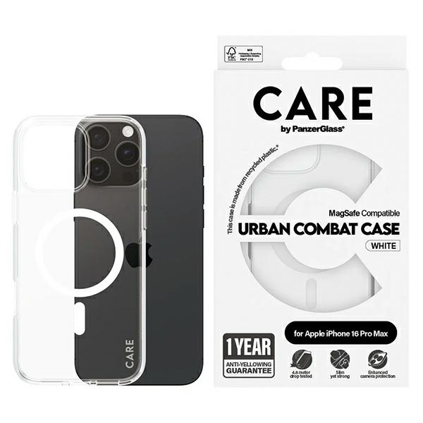 CARE by PanzerGlass Flagmanis viedtālruņa apvalks iPhone 16 Pro Max 6.9" balts/balts Magnētiskais 1340