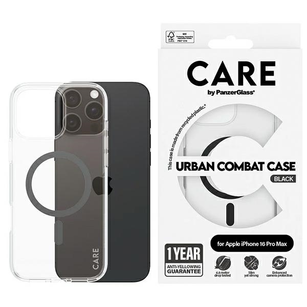 CARE by PanzerGlass Flagmanis viedtālruņa apvalks iPhone 16 Pro Max 6.9" melns/melns Magnētiskais 1348