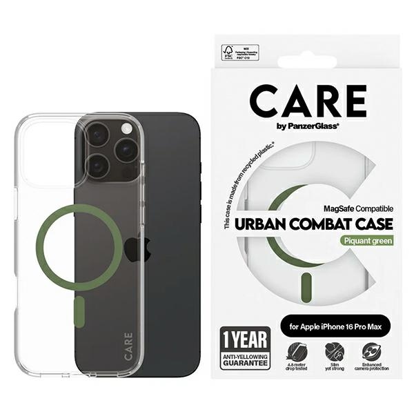CARE by PanzerGlass Flagmanis viedtālruņa apvalks iPhone 16 Pro Max 6.9" zaļš/zaļš Magnētiskais 1372