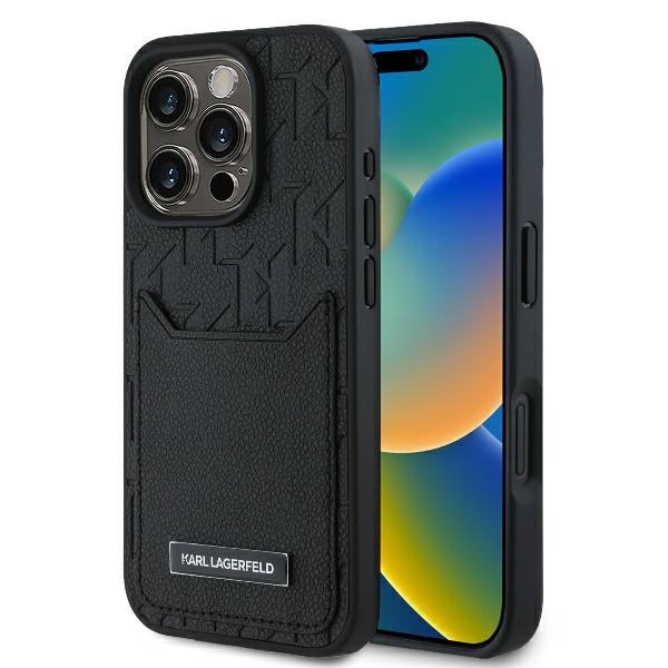 Cardslots Monogram viedtālruņa apvalks iPhone 16 Pro Max - melns