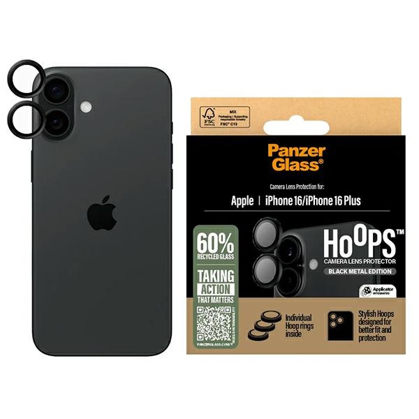 PanzerGlass Hoops Melns Objektīva aizsargs iPhone 16 6.1" / 16 Plus 6.7" 1283
