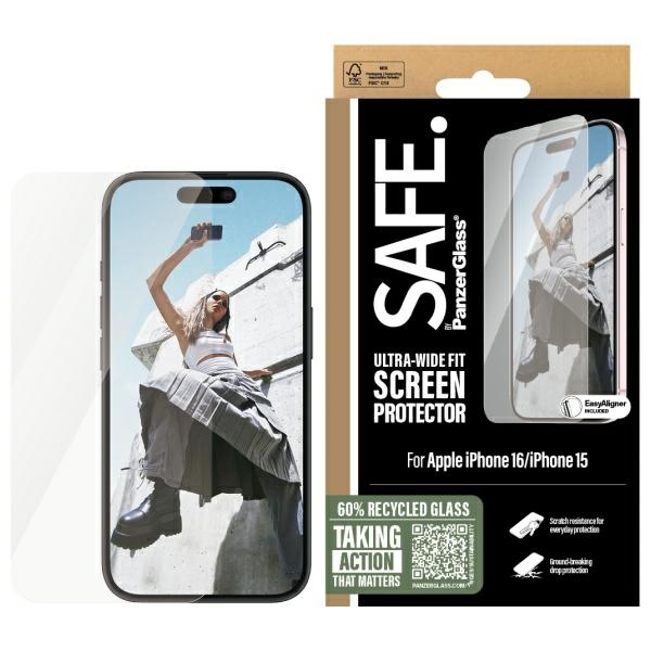 SAFE by PanzerGlass iPhone 16 6.1" aizsargstikls īpaši plats SAFE95875