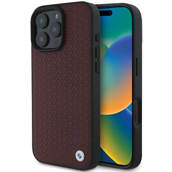 BMW Sign Ādas Deimanta Metāla Logotipa MagSafe apvalks iPhone 16 Pro Max - sarkans