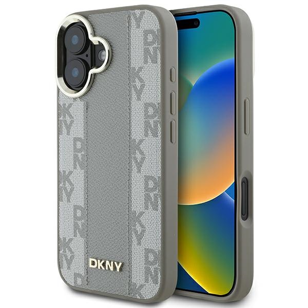 DKNY Rūtainais raksts magnētiskais iPhone 16 viedtālruņa apvalks - bēšs