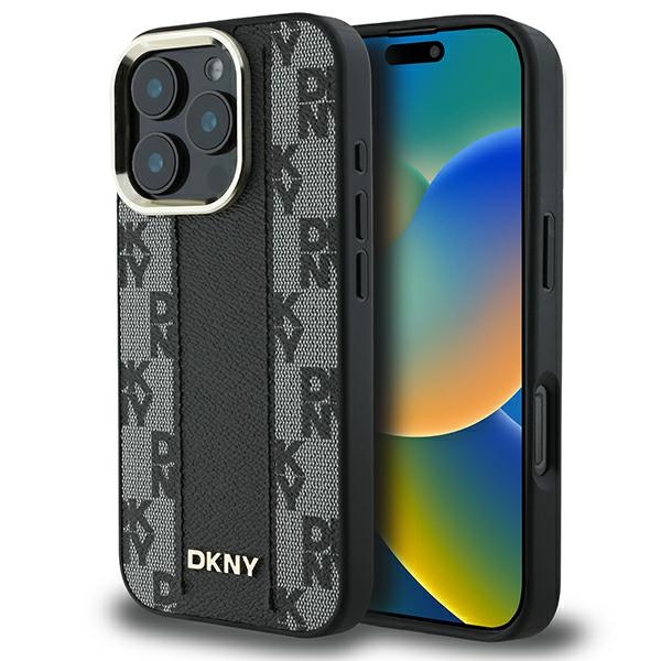 DKNY Rūtainais raksts magnētiskais iPhone 16 Pro Max viedtālruņa apvalks - melns