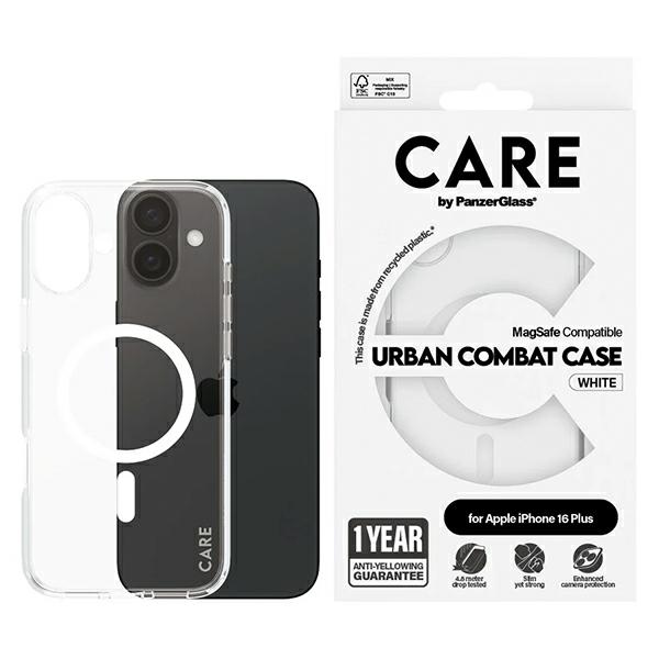 CARE by PanzerGlass Flagship viedtālruņa apvalks iPhone 16 Plus 6.7" balts/balts magnētiskais 1339
