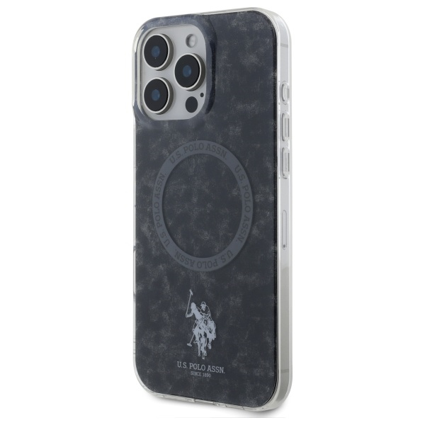 US Polo IML Ring MagSafe apvalks viedtālrunim iPhone 16 Pro Max - melns
