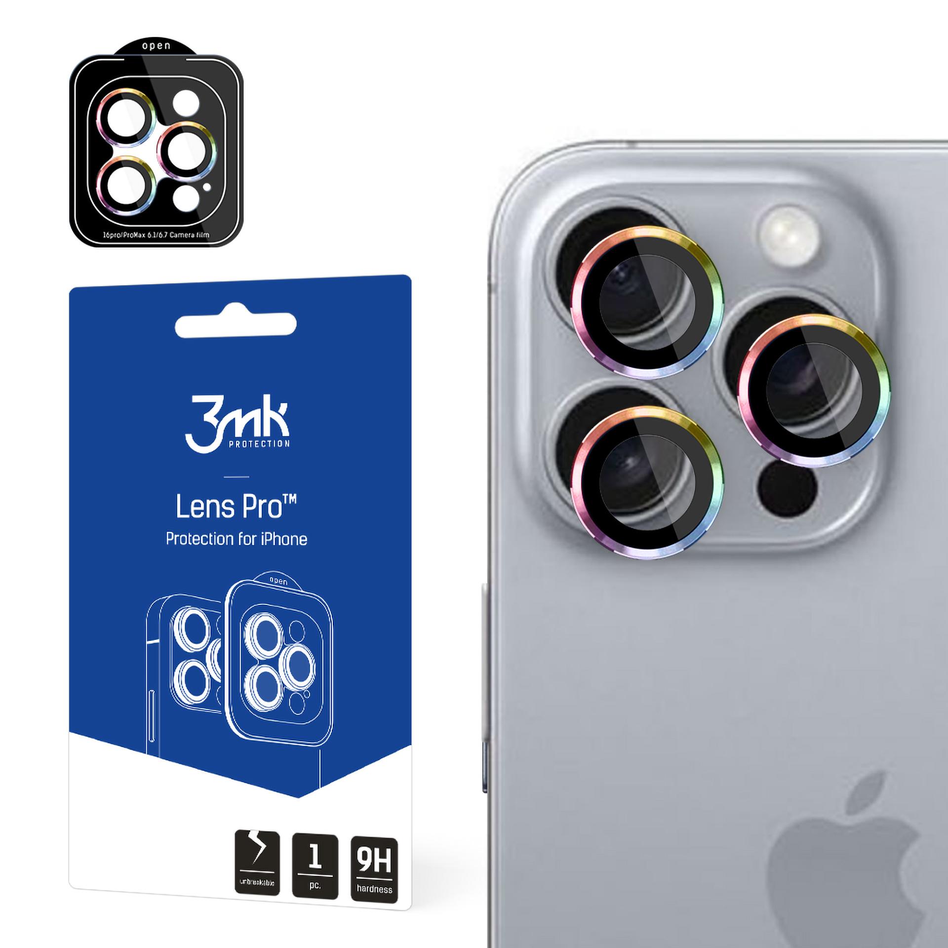3mk Lens Protection Pro Kameras vāciņš ar varavīksnes rāmi iPhone 16 Pro / 16 Pro Max