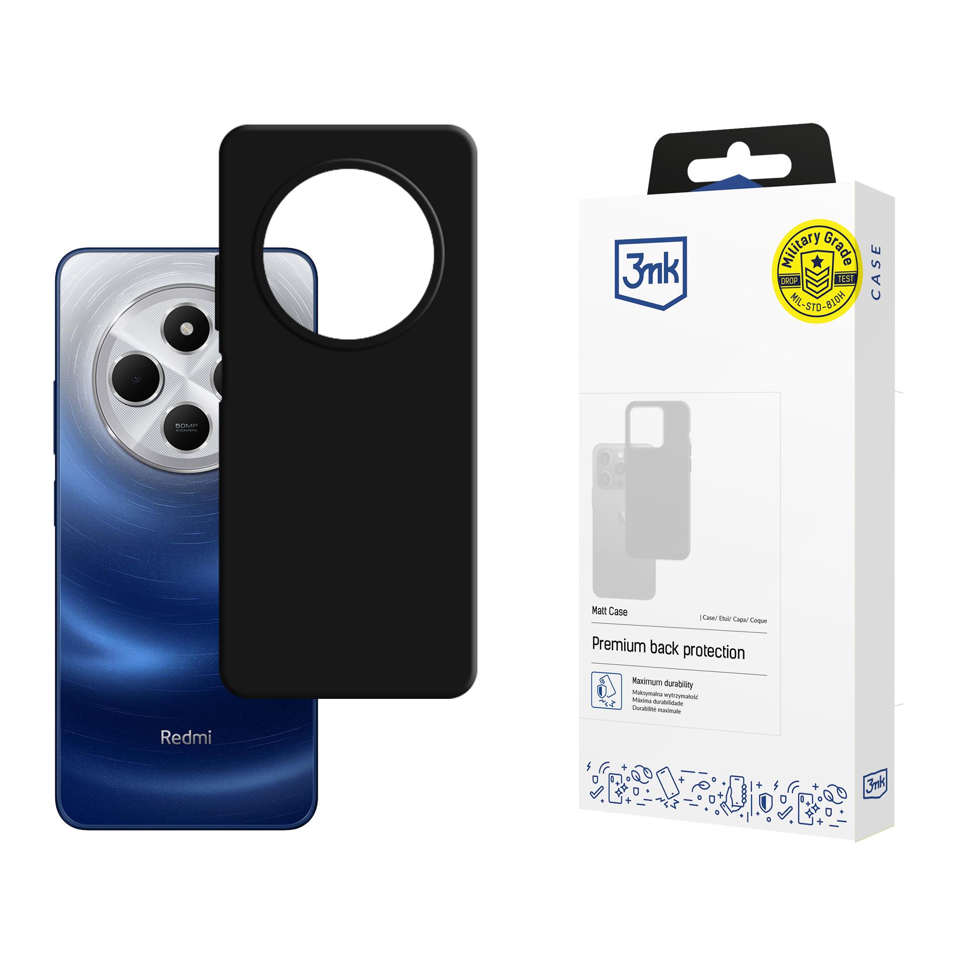 3mk Matēts viedtālruņa apvalks Xiaomi Redmi 14C - melns