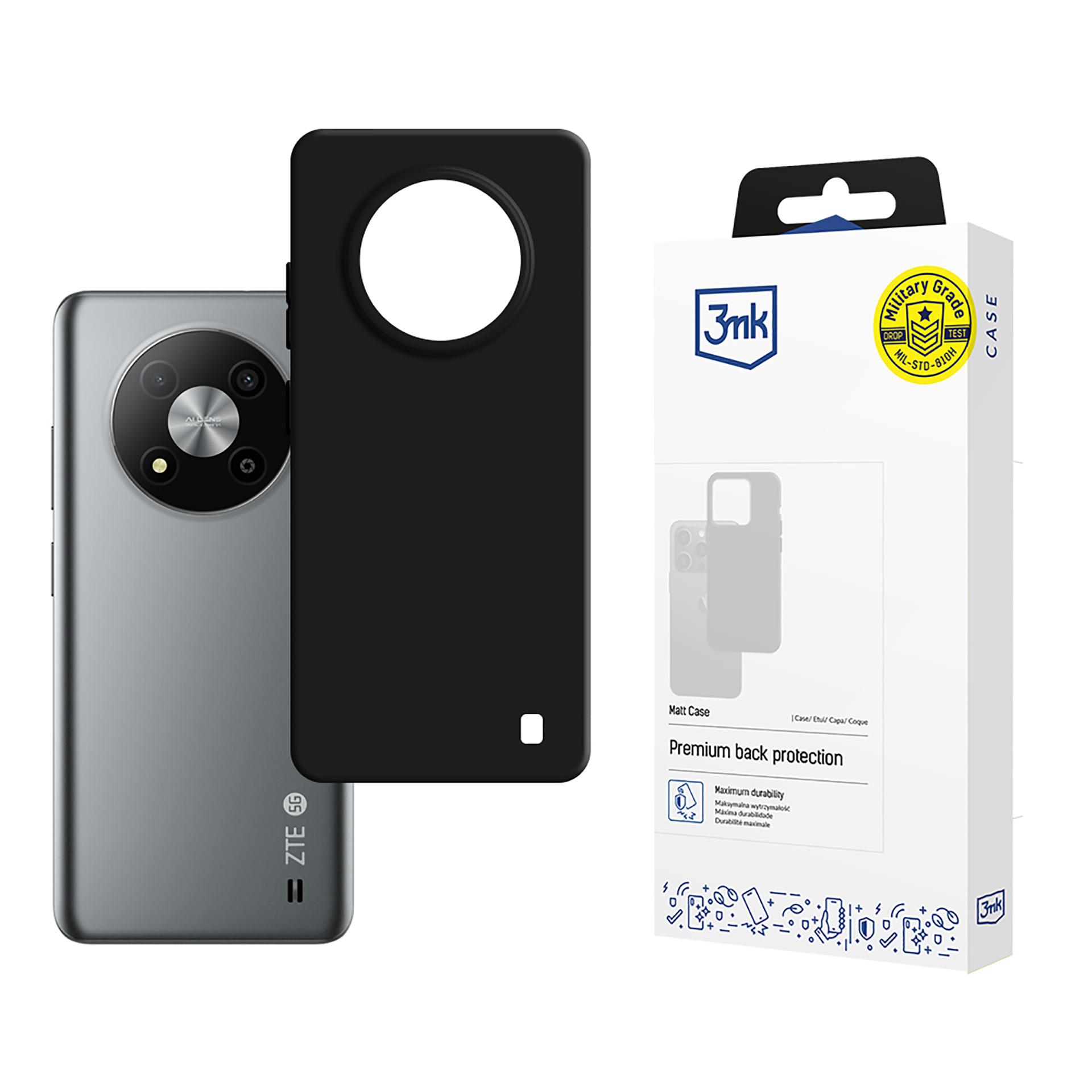 3mk matēts viedtālruņa apvalks ZTE Blade A73 - melns